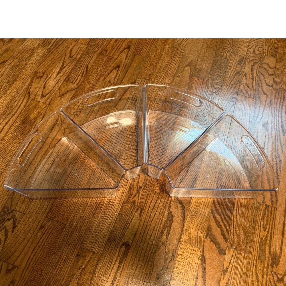 Set of 4 Clear Acrylic Wedge Storage Bins for Lazy Susan Corner Cabinet Pantry